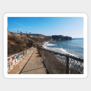 Graffiti and Ocean Cliff at Point Fermin Park, CA Sticker